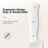 15-Piece White Carbon Steel Kitchen Knife Set with Wooden Block